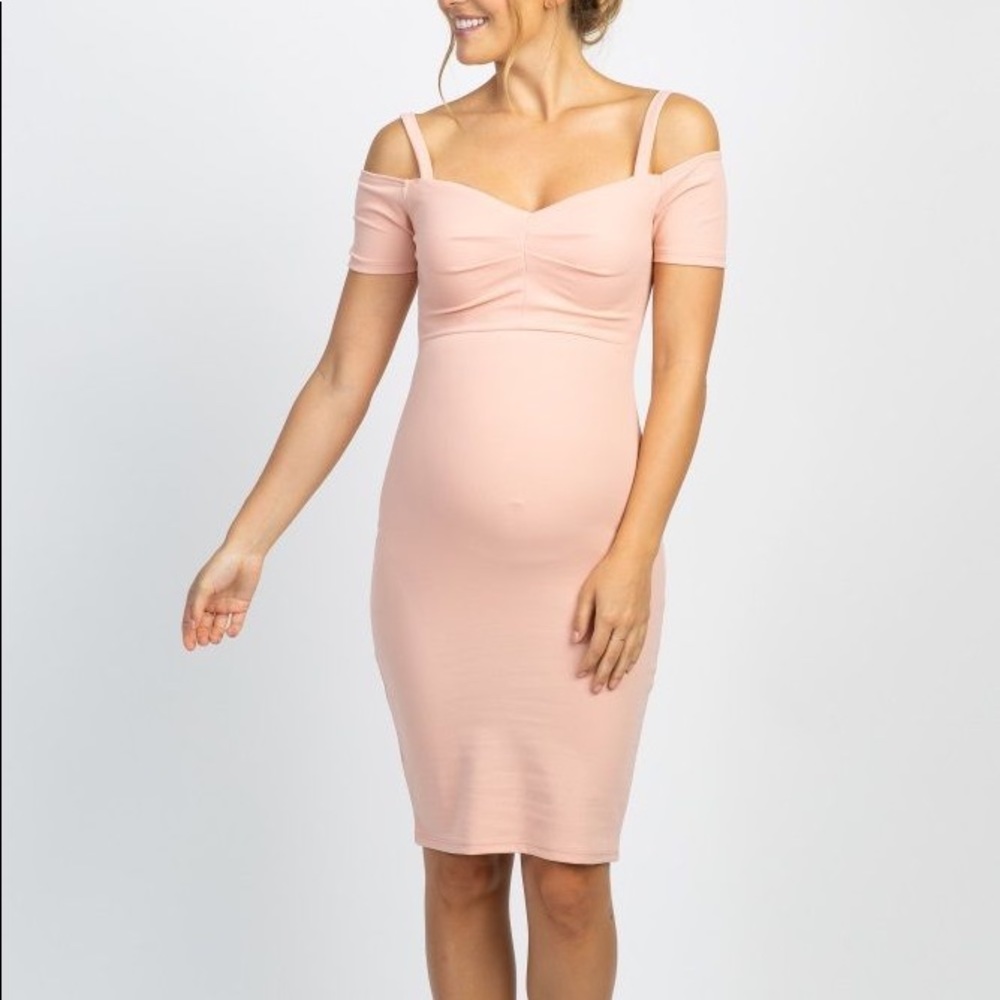 Light Pink Cold Shoulder PinkBlush Maternity Dress